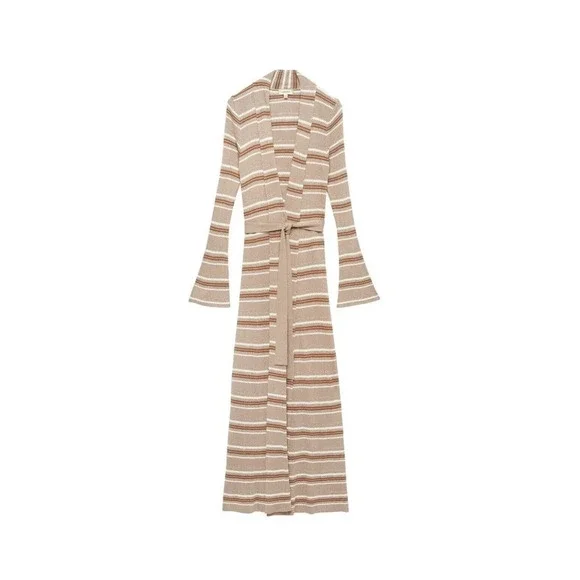 L'AGENCE Mirija Pink White Gold Metallic Stripe Duster Cardigan Sweater - Picture 4 of 7